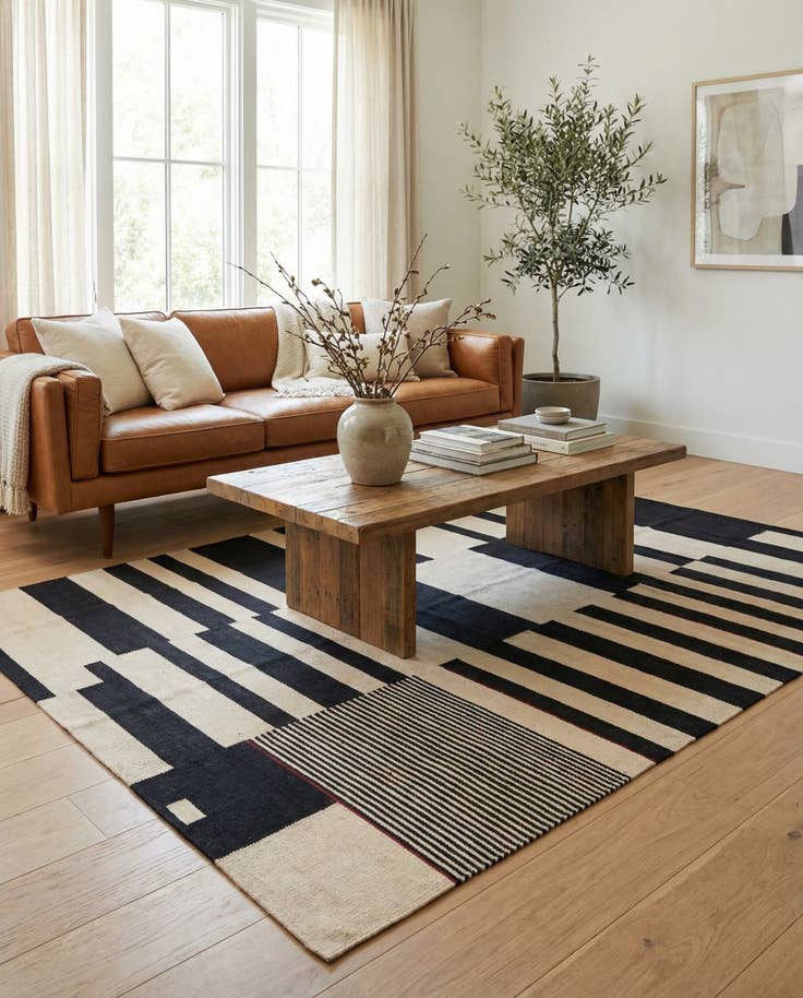 Detail image of 5' 10 x 7' 4 Hand Woven Kilim Modern Wool Rug