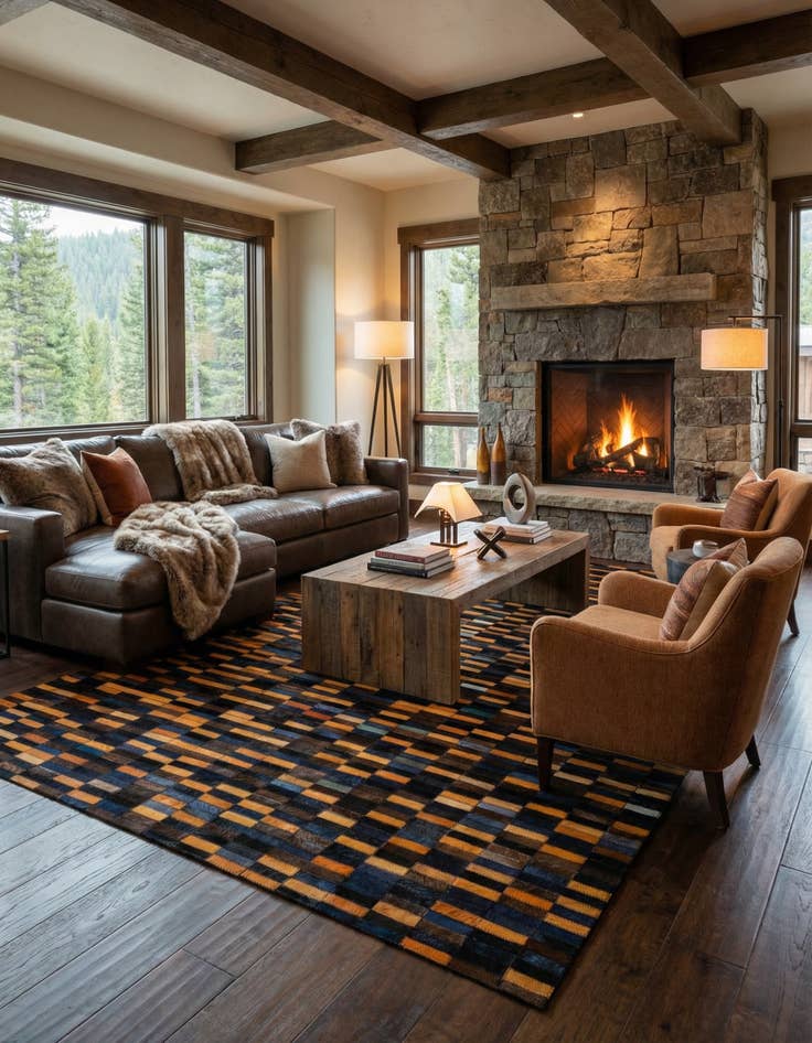 Detail image of  5' x 8' Cowhide - Patchwork Rug