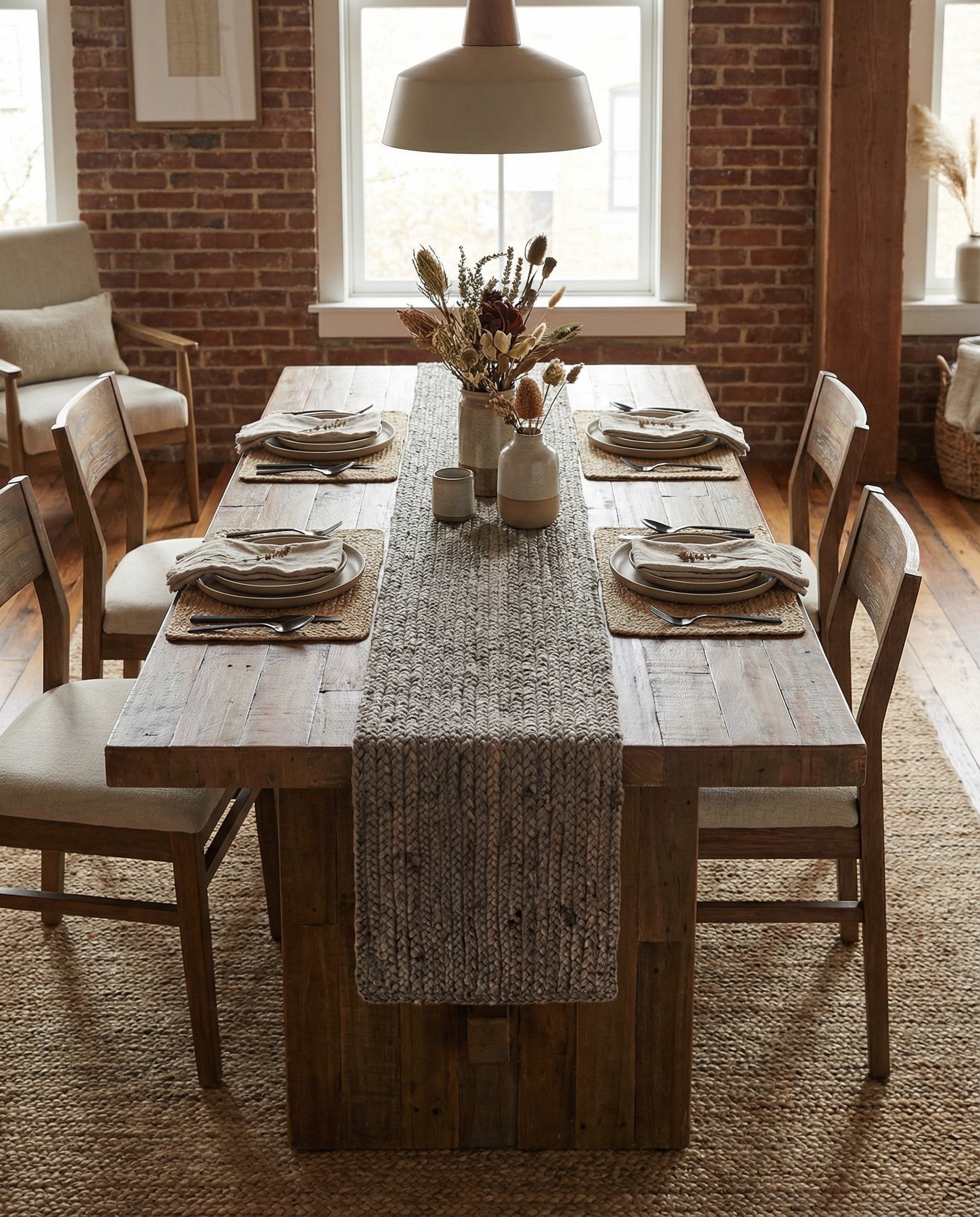  1' 2 x 5' 1  Hand Woven Braided Jute Table Runner Rug