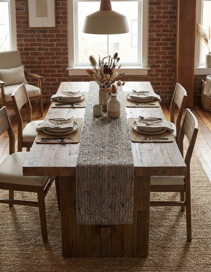 Detail image of  1' 2 x 5' 1  Hand Woven Braided Jute Table Runner Rug