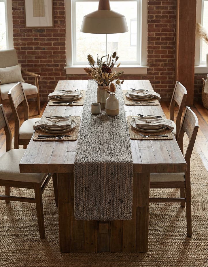 1' 2 x 5' 1 Hand Woven Braided Jute Table Runn...
