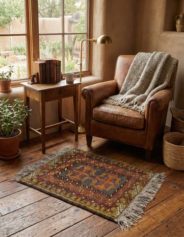 1' 8 x 2' 3 Balouch Wool Square Rug