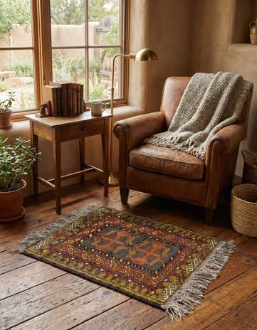 1' 8 x 2' 3 Balouch Wool Square Rug