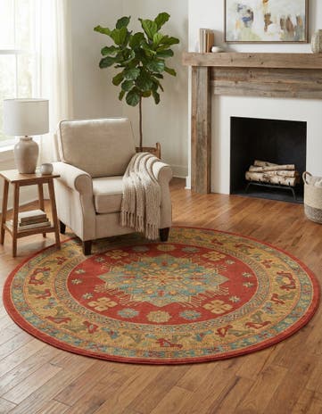 Red Sara Round Rug