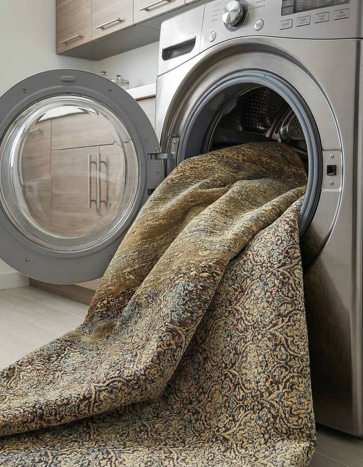 Detail image of 8' x 8'  Washable Botanical Indoor / Outdoor Round Rug