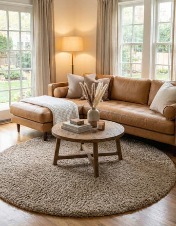 6' x 6' Solid Shag Round Rug