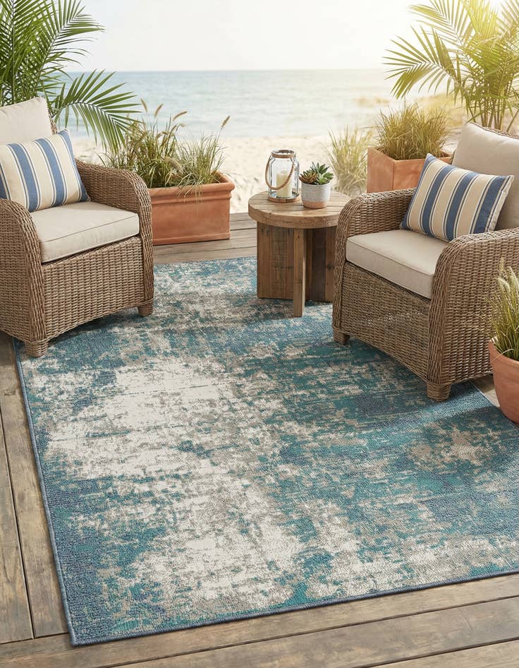 Detail image of 4' x 6'  Washable Coastal Indoor / Outdoor Rug