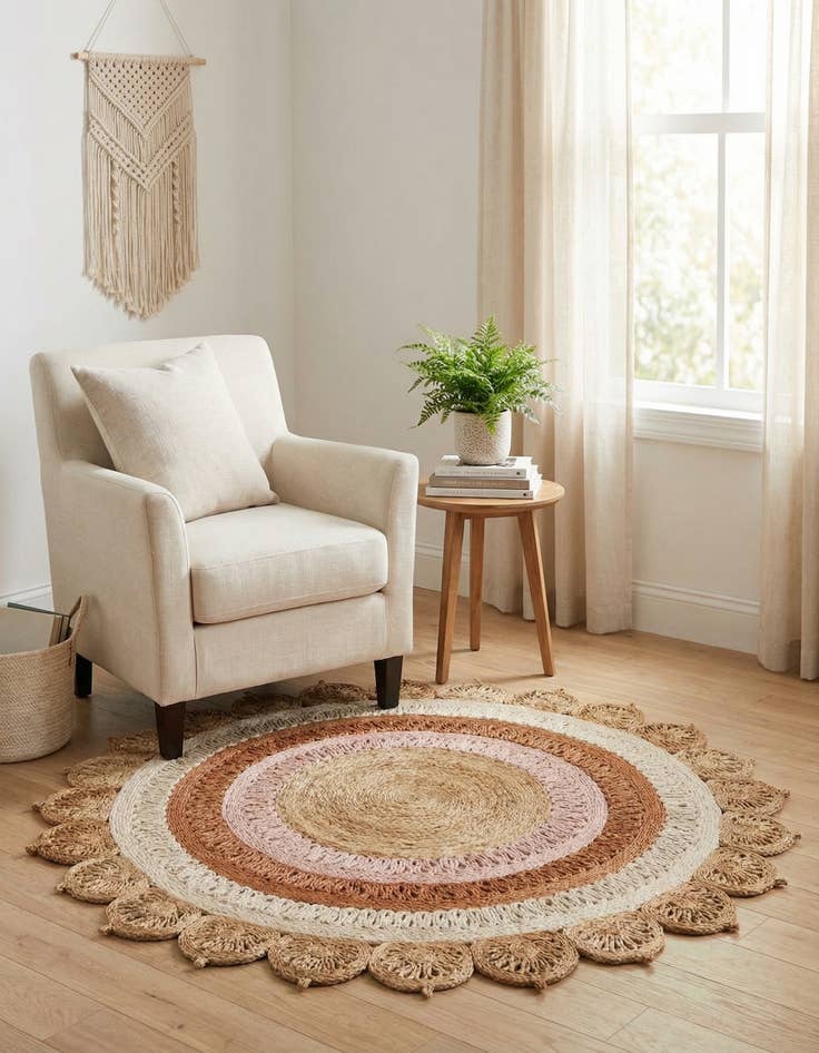 Detail image of 5' 1 x 5' 1  Hand Braided Jute Round Rug