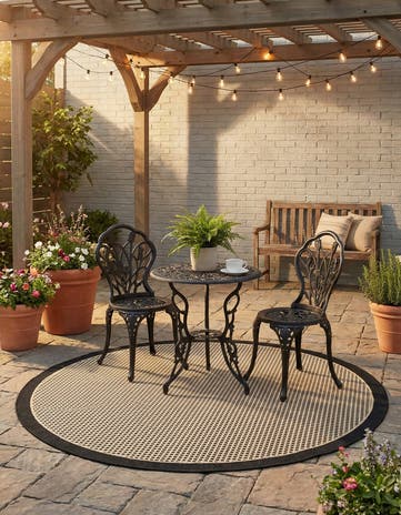 5' x 5' Easy-Clean Border Indoor / Outdoor Round Rug