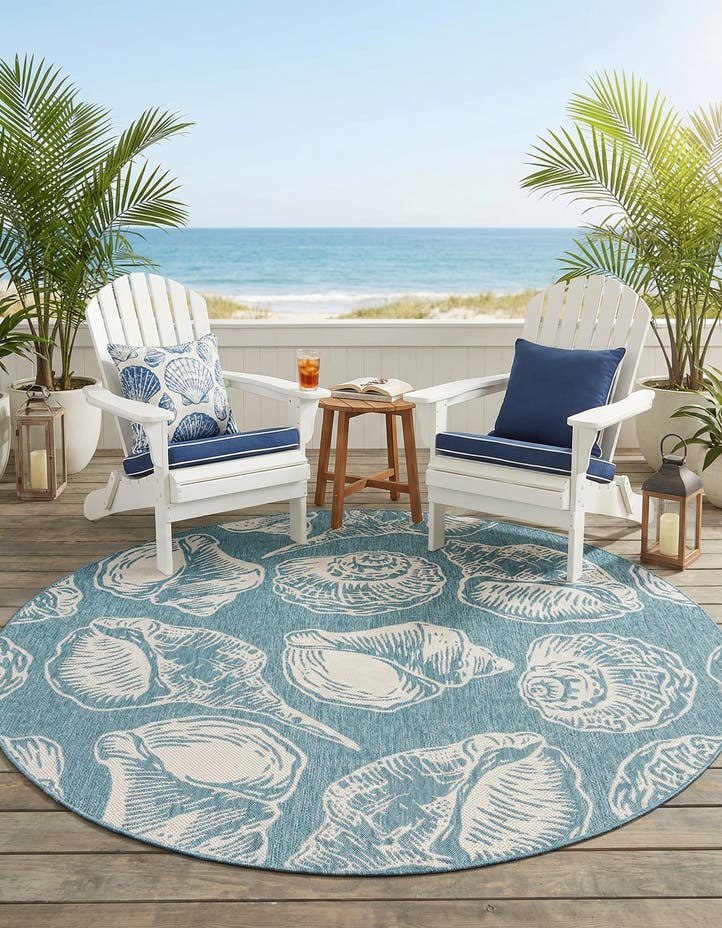 7' 10 x 7' 10 Easy-Clean Coastal Indoor / Outdoo...