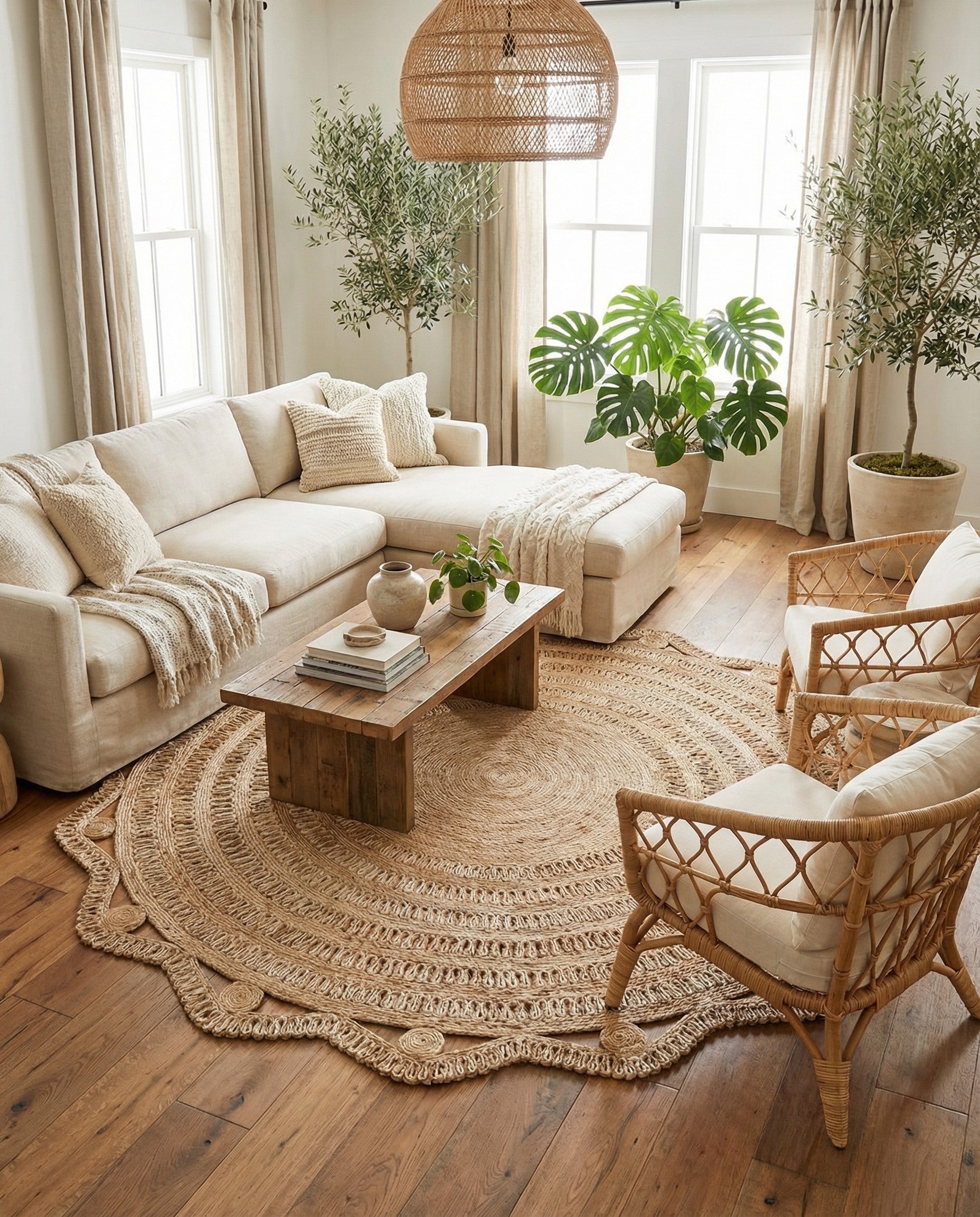  10' x 10'  Hand Braided Jute Round Rug