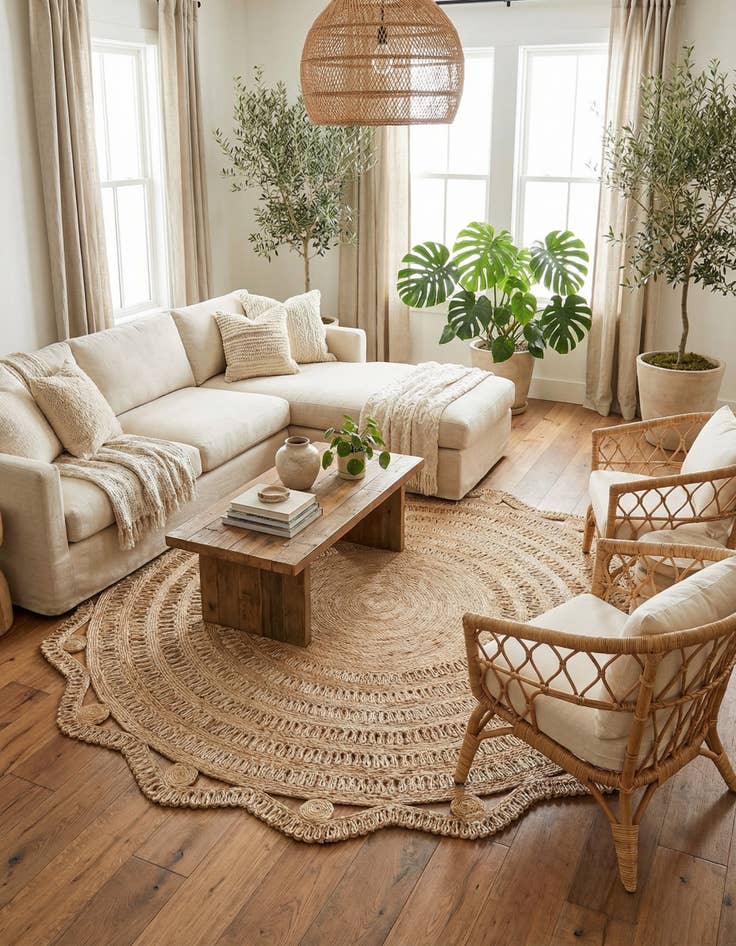 Detail image of 10' x 10'  Hand Braided Jute Round Rug