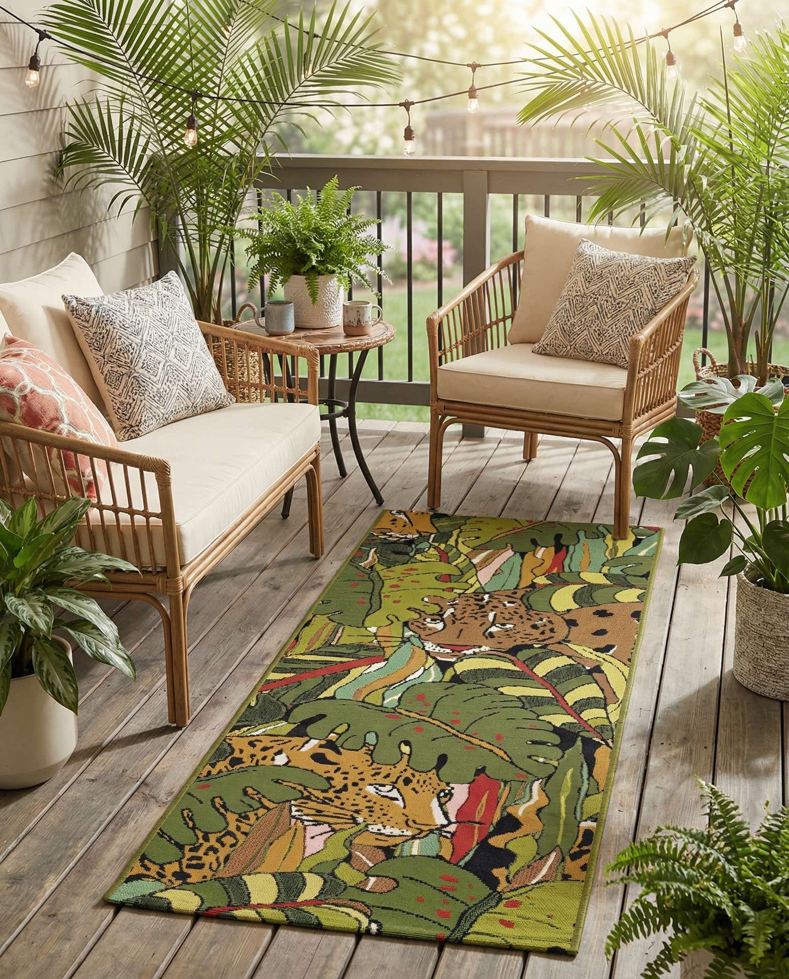 2' x 5' Easy-Clean Botanical Indoor / Outdoor Runner Rug