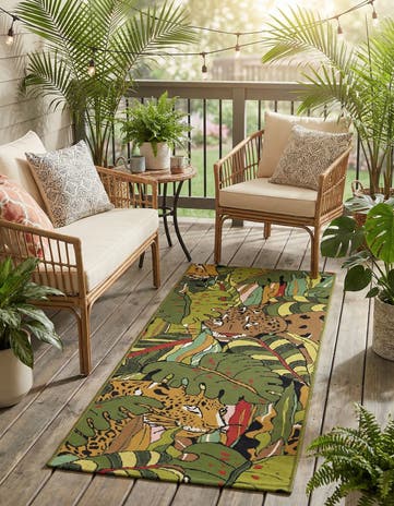 2' x 5' Easy-Clean Botanical Indoor / Outdoor Runner Rug