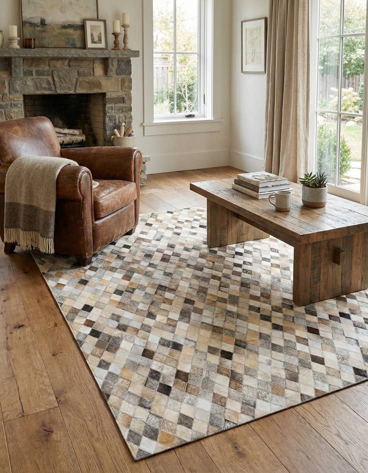 Detail image of  3' 11 x 5' 11 Cowhide Stocks Rug