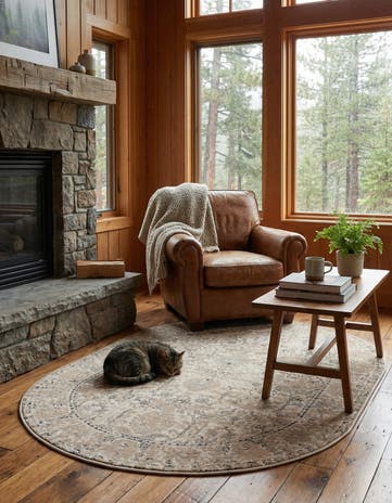 Ivory Oregon Oval Rug