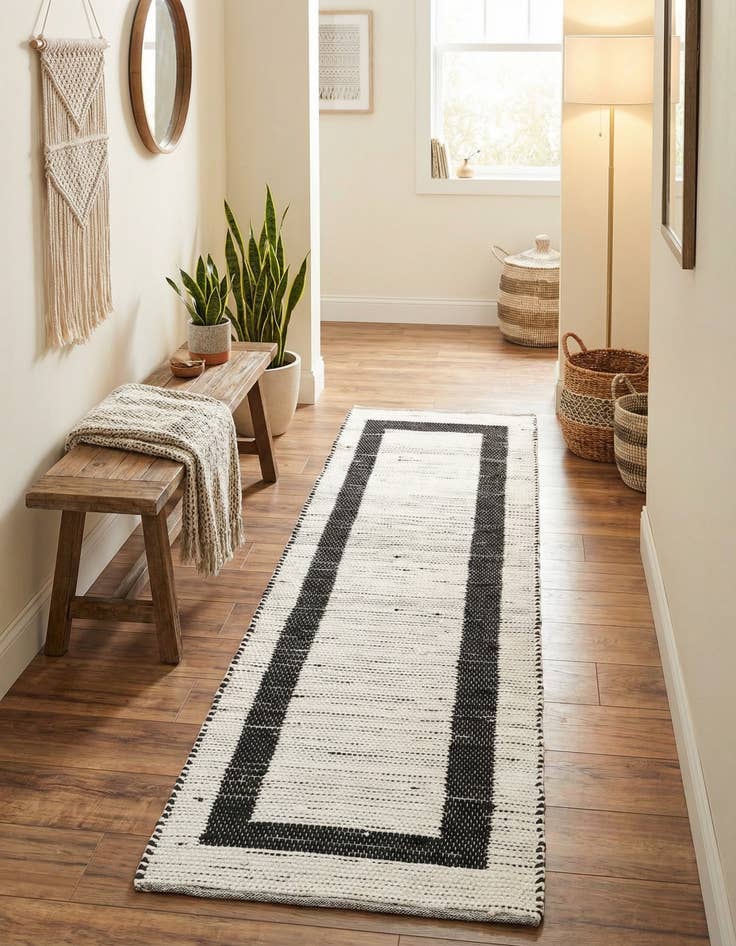 Detail image of  2' 7 x 10'  Hand Woven Chindi Jute Runner Rug