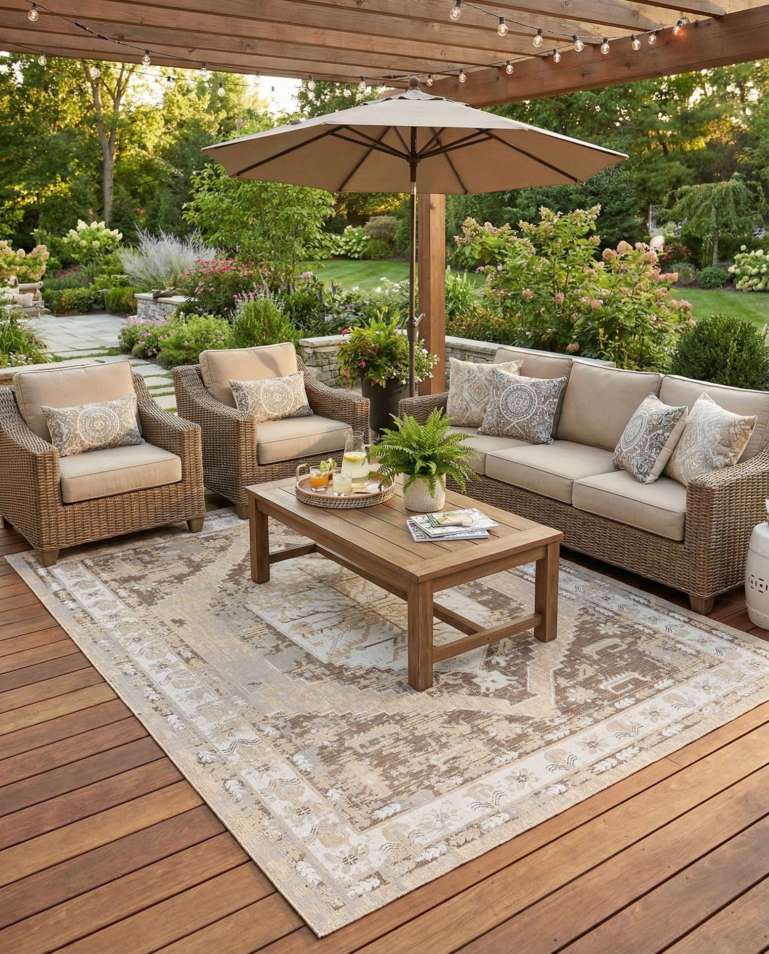 10' x 13' Easy-Clean Traditional Indoor / Outdoor Rug