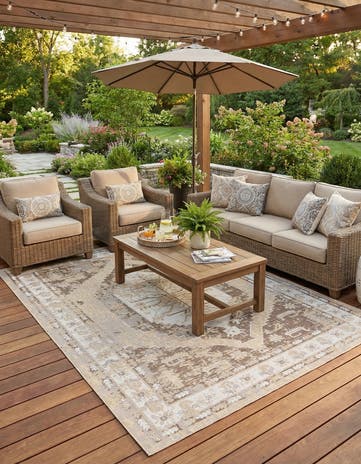 10' x 13' Easy-Clean Traditional Indoor / Outdoor Rug