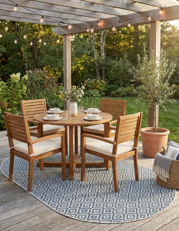 Blue Easy-Clean Jill Zarin Costa Rica Indoor / Outdoor Oval Rug