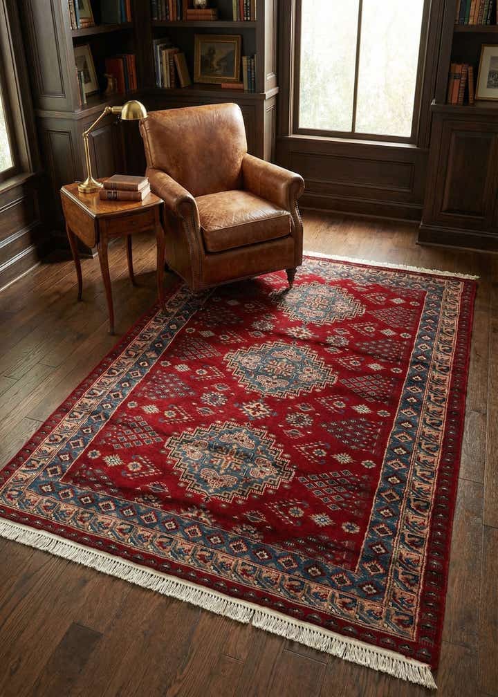 4' 1 x 6' 6 Hand Knotted Bokhara Oriental Wool Rug