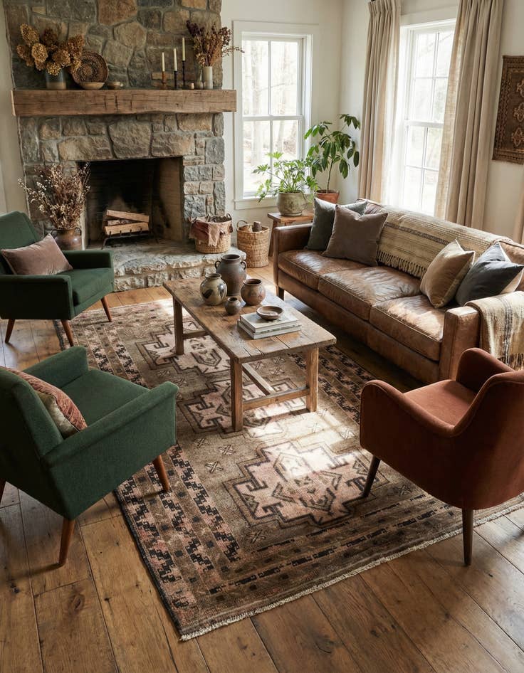 Detail image of 3' 6 x 6'  Hand Knotted Ultra Vintage Persian Wool Rug