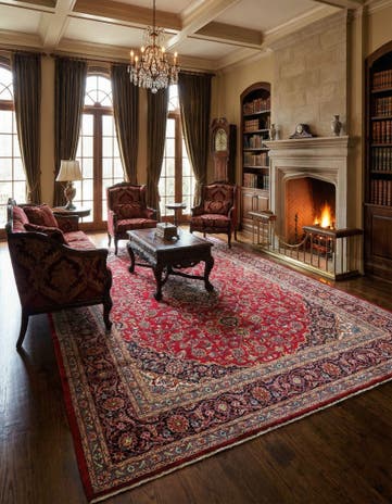 9' 9 x 13' 2 Hand Knotted Mashad Persian Wool Rug