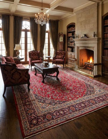 9' 9 x 13' 2 Hand Knotted Mashad Persian Wool Rug