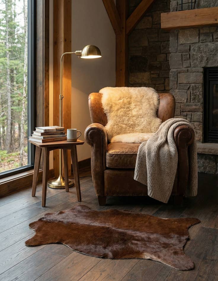 Detail image of 1' 8 x 2' 7 Cowhide Leather Rug