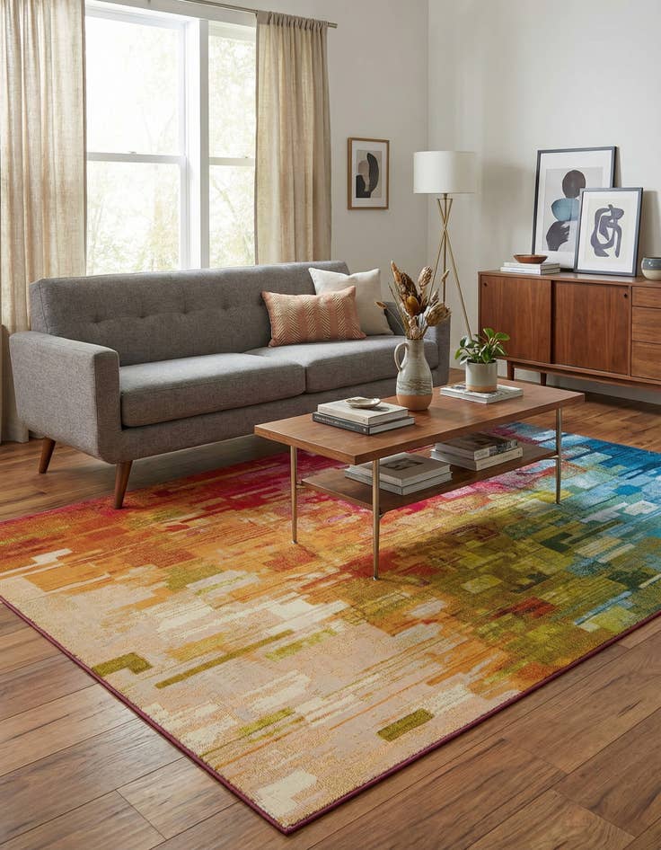 Detail image of 5' x 8'  Washable Modern Indoor / Outdoor Rug