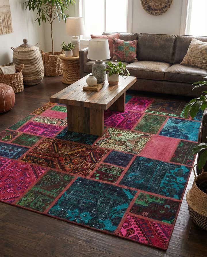 185cm x 225cm anudado a mano Ultra Vintage Alfombra Persa Lana