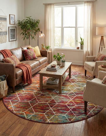 10' x 10' Lattice Frieze Round Rug