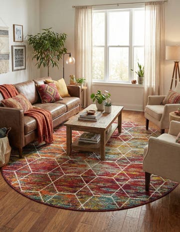 10' x 10' Lattice Frieze Round Rug