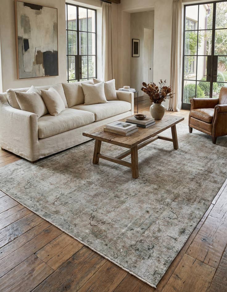 Detail image of 7' 7 x 11'  Hand Knotted Ultra Vintage Persian Wool Rug