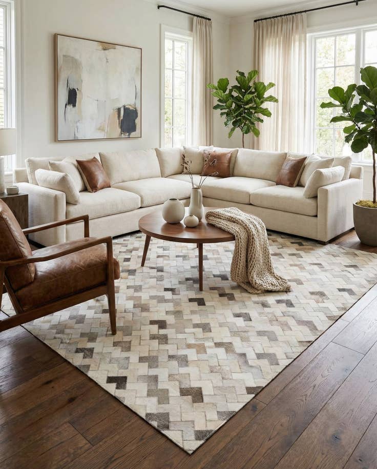 Detail image of 5' 2 x 7' 11 Cowhide - Patchwork Rug