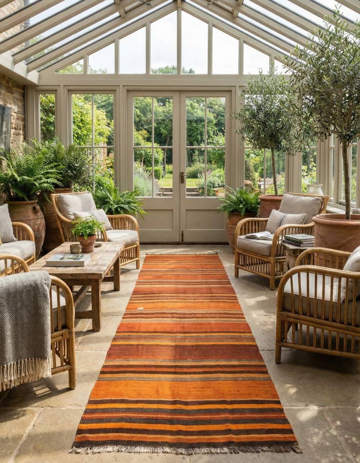 Detail image of 3' 8 x 11'  Hand Woven Kilim Fars Wool Runner Rug