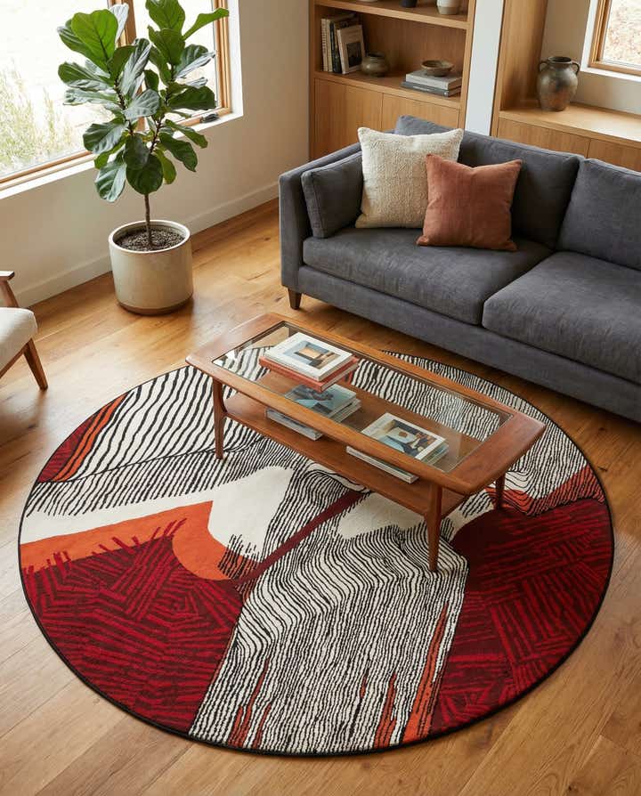 8' x 8' Easy-Clean Modern Indoor / Outdoor Round Rug