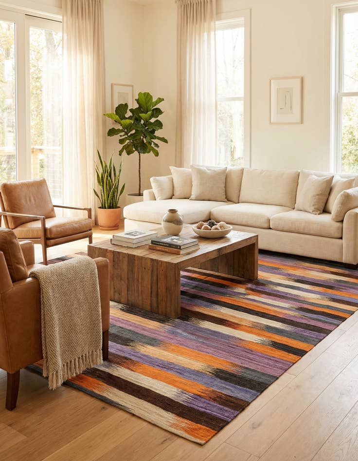 Detail image of 6' 10 x 9'  Hand Woven Kilim Modern Wool Rug