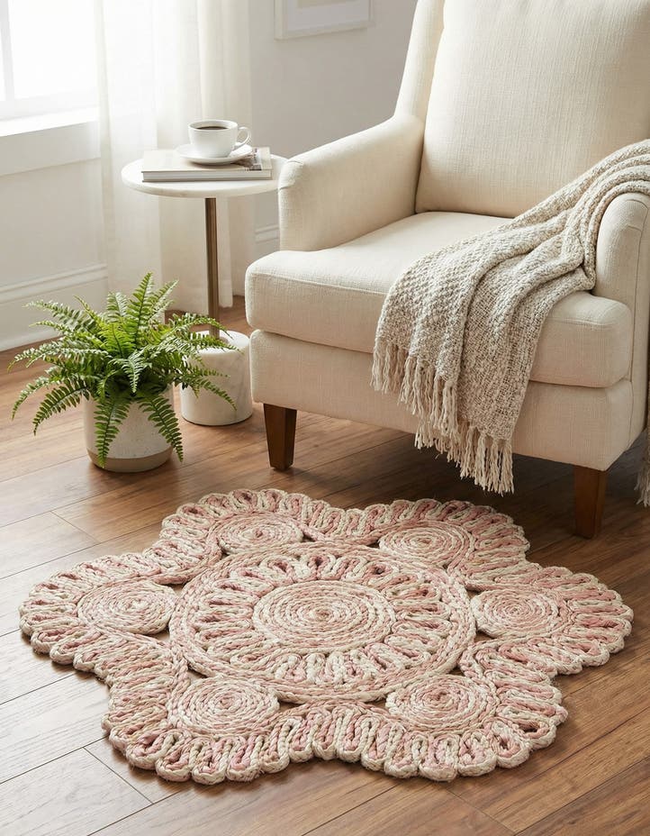 2' x 2' Handmade Braided Jute Round Rug
