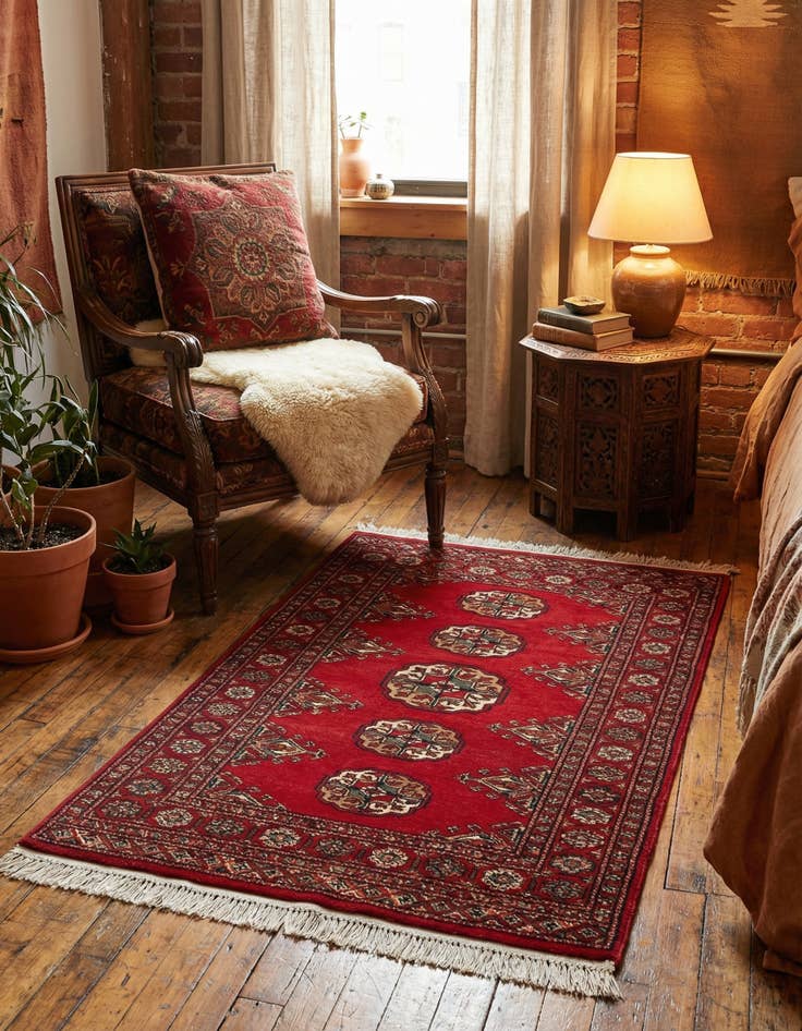 Detail image of 2' 9 x 4' 6  Hand Knotted Bokhara Wool Rug