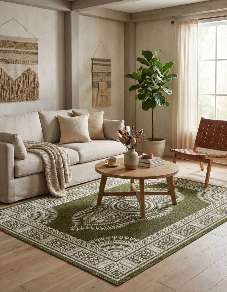Detail image of 5' 3 x 7' Easy-Clean Traditional Indoor / Outdoor Rug