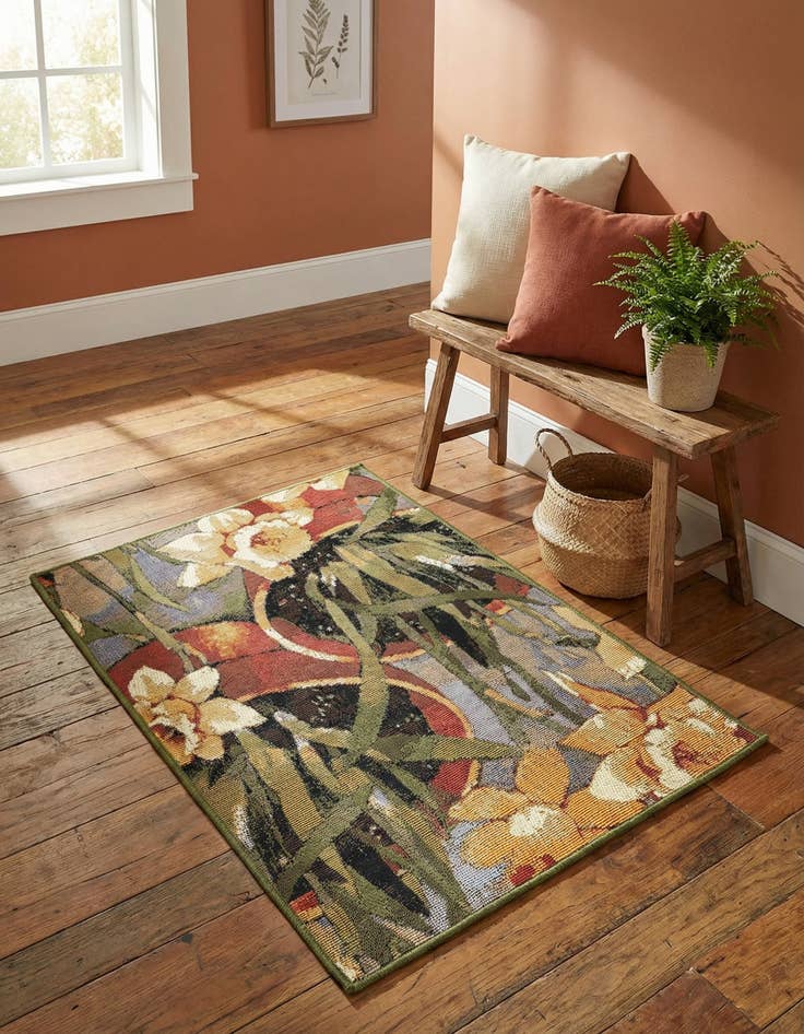 Detail image of  2' x 3'  Washable Botanical Indoor / Outdoor Rug