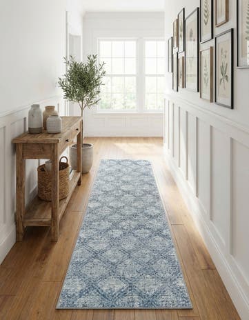 Blue Kamala Washable Runner Rug