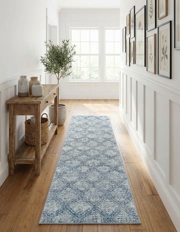 Blue Kamala Washable Runner Rug