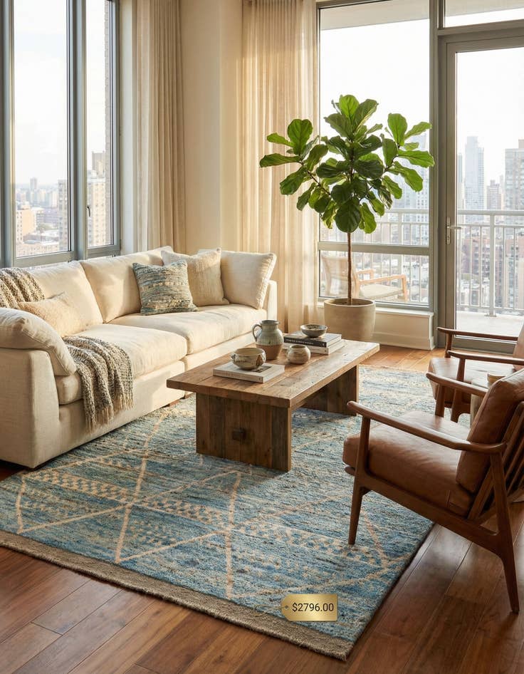 Detail image of 6' x 9' 6  Hand Knotted Moroccan Wool Rug