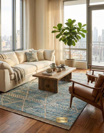 6' x 9' 6 Hand Knotted Moroccan Wool Rug