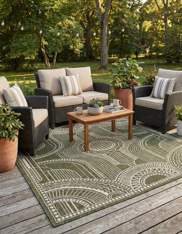7' 10 x 10' Easy-Clean Traditional Indoor / Outdoor Rug