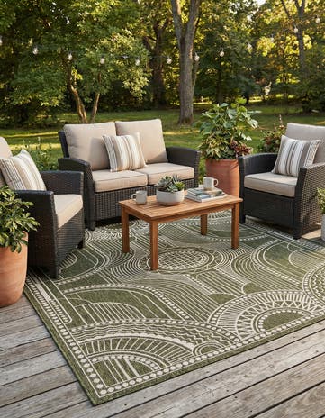 7' 10 x 10' Easy-Clean Traditional Indoor / Outdoor Rug