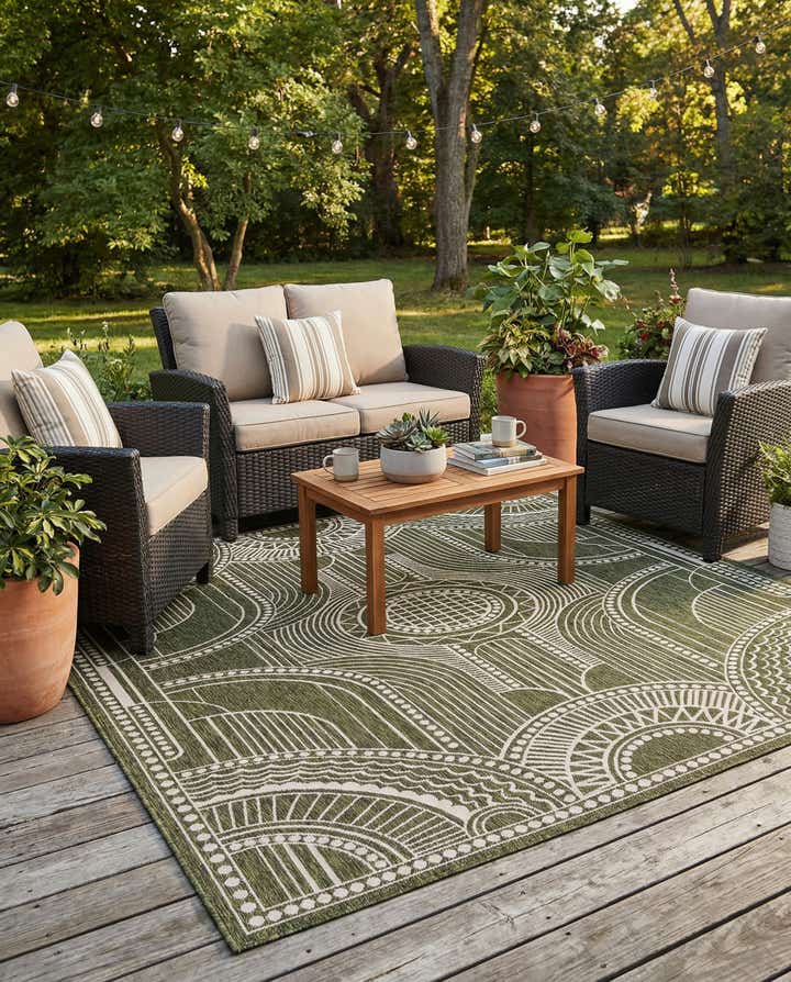 7' 10 x 10' Easy-Clean Traditional Indoor / Outdoor Rug