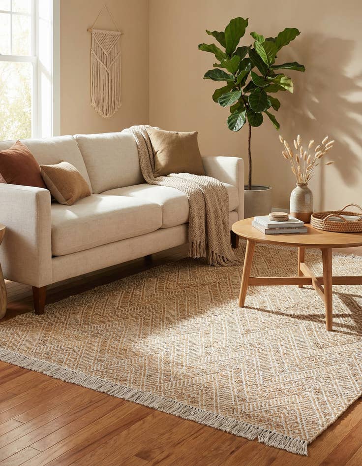 Detail image of 6' 1 x 6' 1  Hand Braided Jute Square Rug